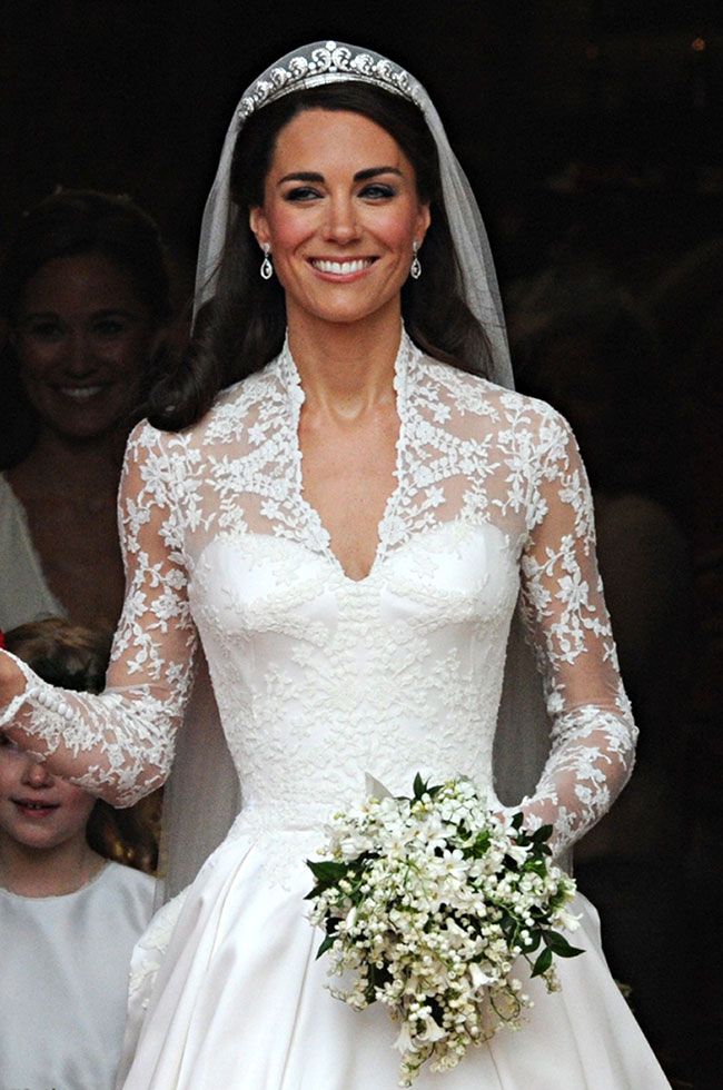 Blushing Bride: Kate looked sublime as she walked down the aisle at Westminster Abbey