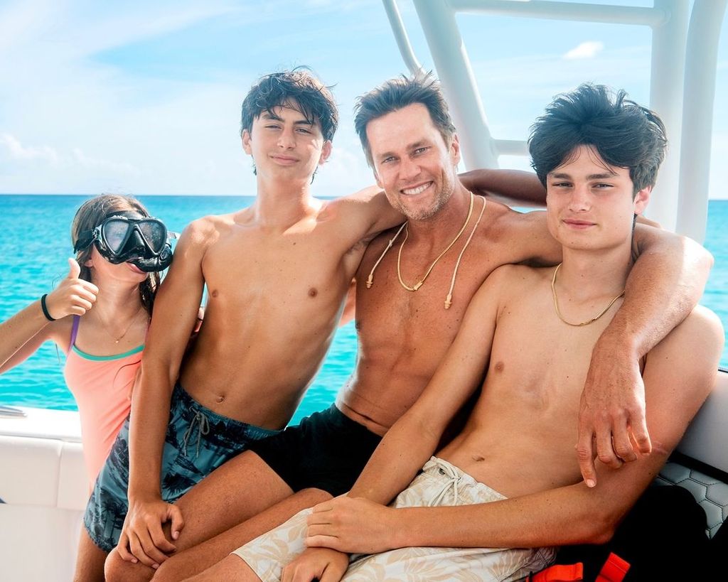 Tom Brady with his three kids on board his cruiser yacht