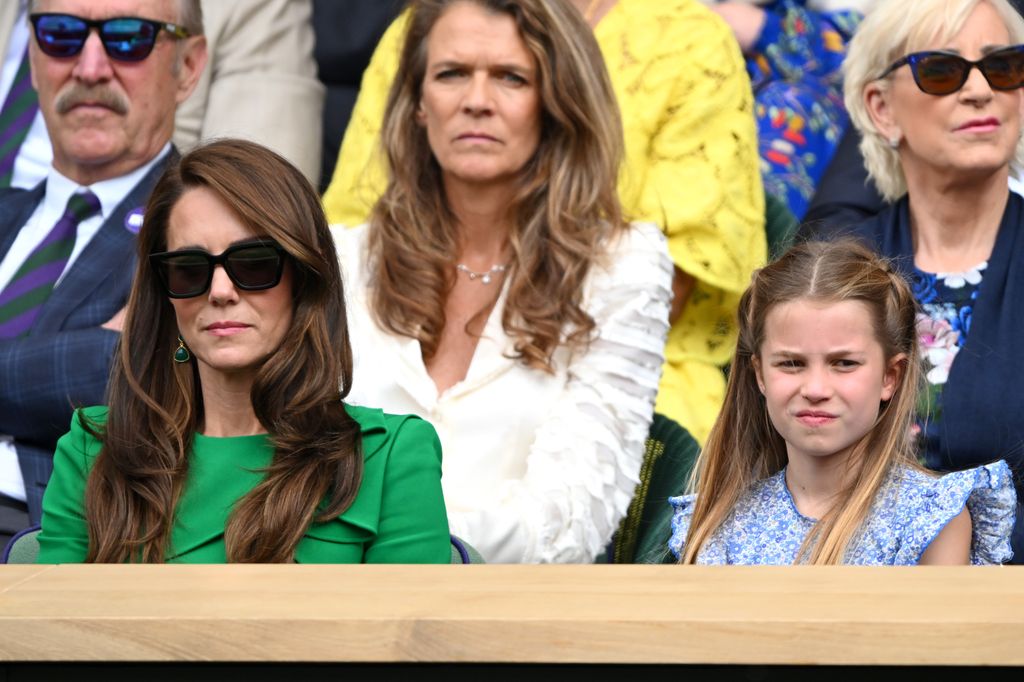 Princess Kate and Princess Charlotte looking bored at Wimbledon