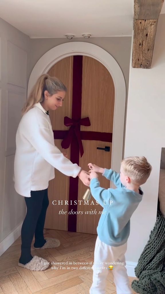 Stacey's son Rex was quick to help his mum decorating their home
