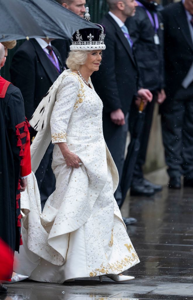 Queen Camilla's secret tribute in coronation gown revealed | HELLO!