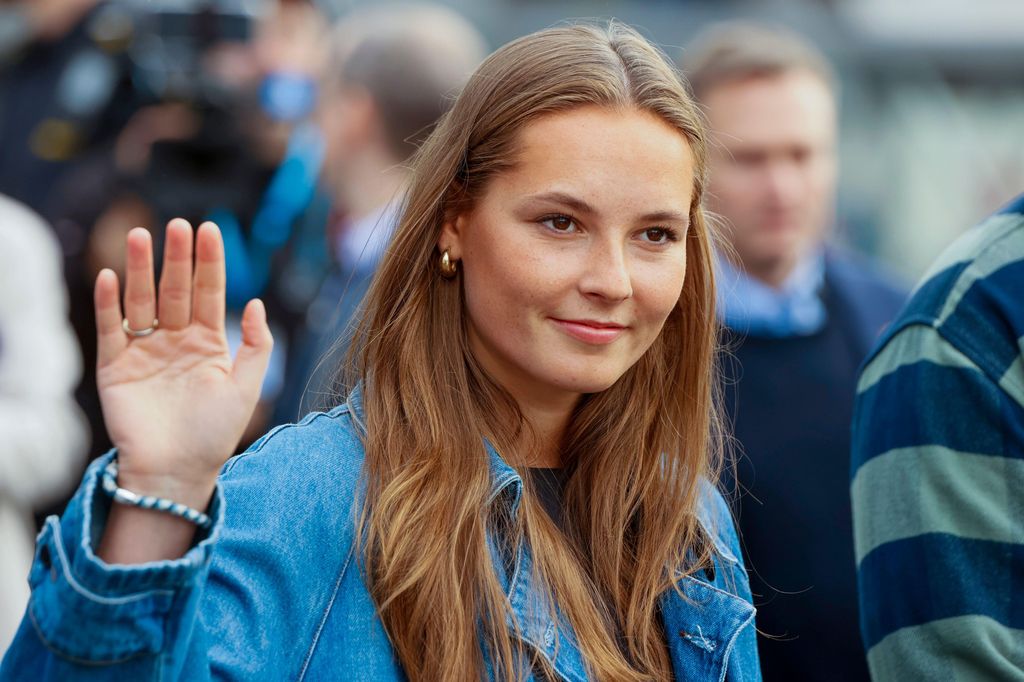 Princess Ingrid Alexandra arrives at the boats that will transport them to the wedding celebration in Geirange