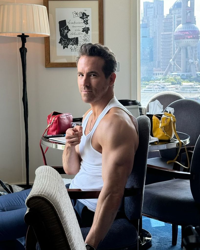 Hugh Jackman shares a photograph of Ryan Reynolds in a vest while on the "Deadpool & Wolverine Tour"