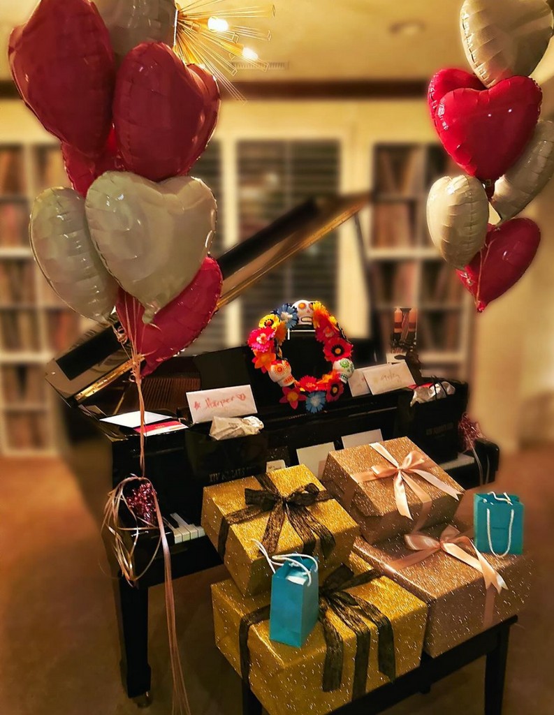 Photo posted by the late Lisa Marie Presley's ex Michael Lockwood on Instagram October 7 of a piano in his home adorned with gifts for his twin daughters Harper and Finley as they celebrated their 15th birthday.