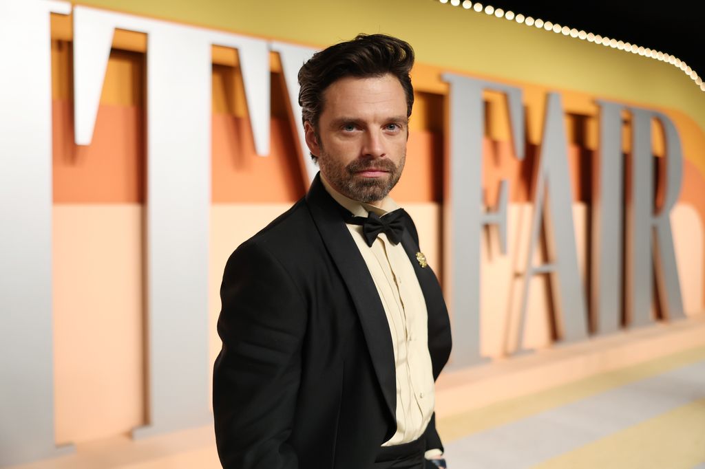 sebastian stan in suit and bow tie oscars vanity fair party