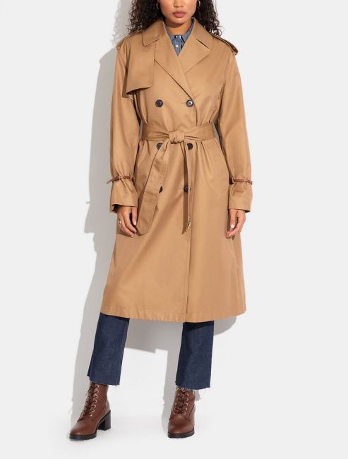 jlo coach relaxed double breasted trench
