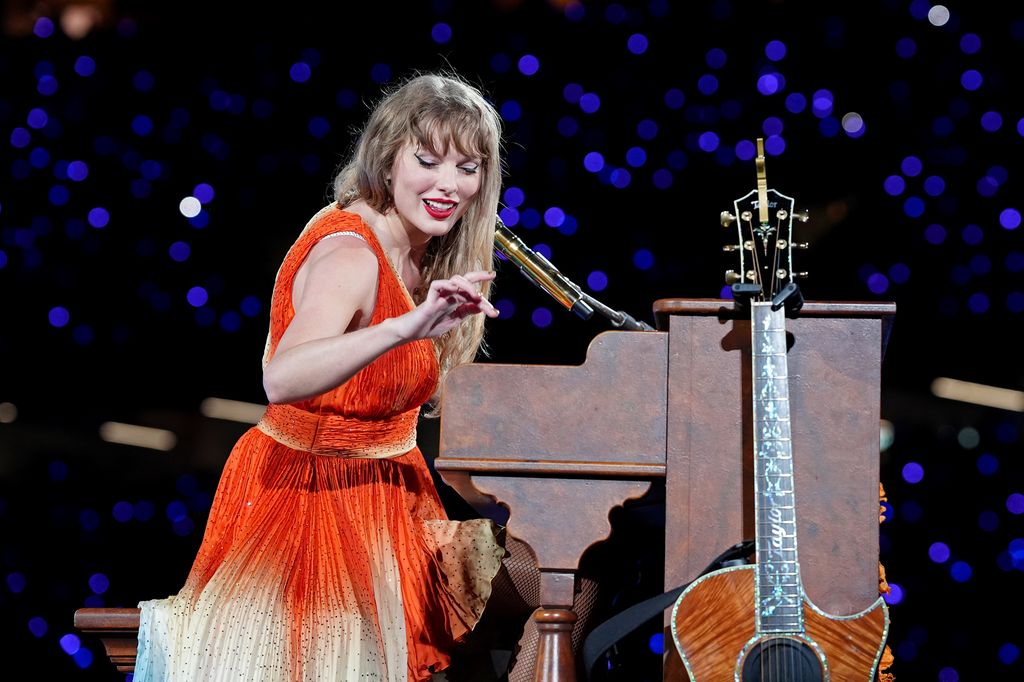 Taylor Swift performs onstage during The Eras Tour at Caesars Superdome on October 25, 2024