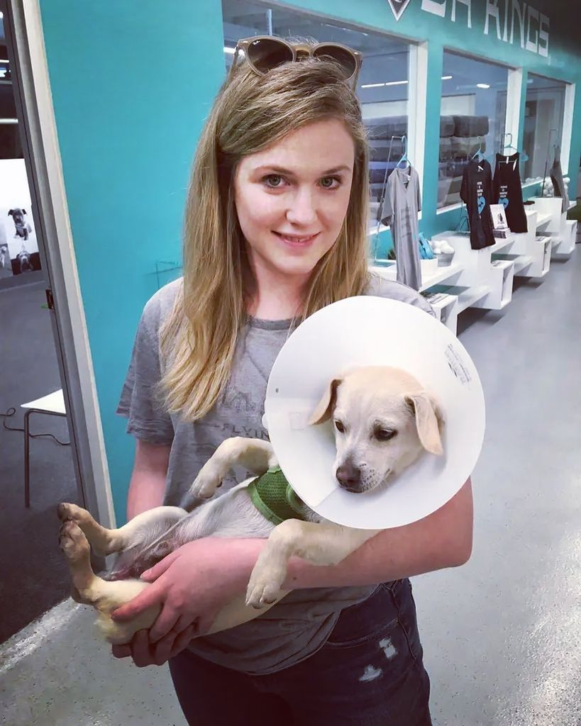 Harriet Dyer and her foster dog Wally