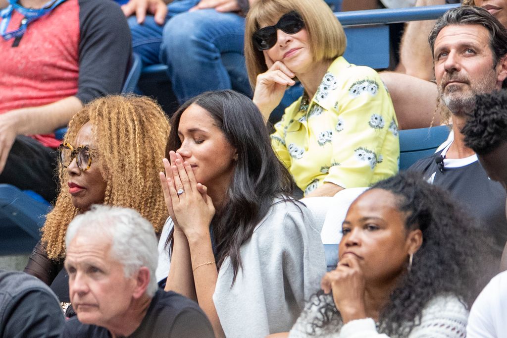 Meghan Markle next to Oracene Price, mother of Serena Williams, while watching Serena in action against Bianca Andreescu of Canada in the Women's Singles Final during the 2019 US Open Tennis Tournament on September 7th, 2019 in Flushing, Queens, New York City
