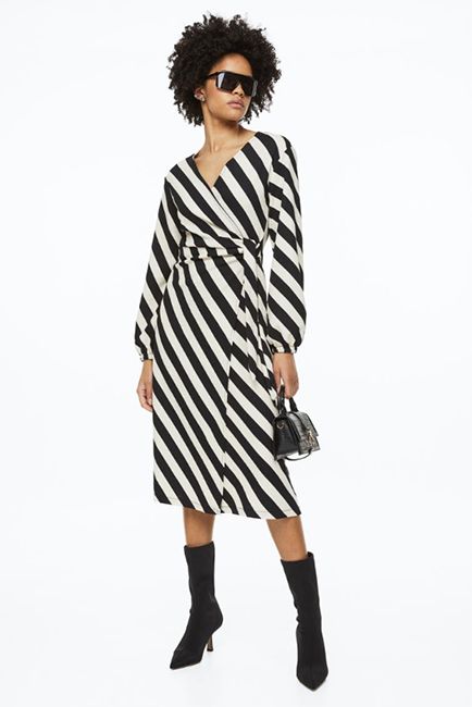 striped h and m wrap dress