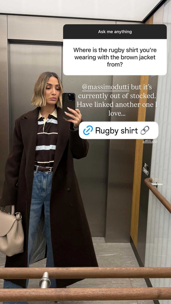 Frankie Bridge wearing rugby top