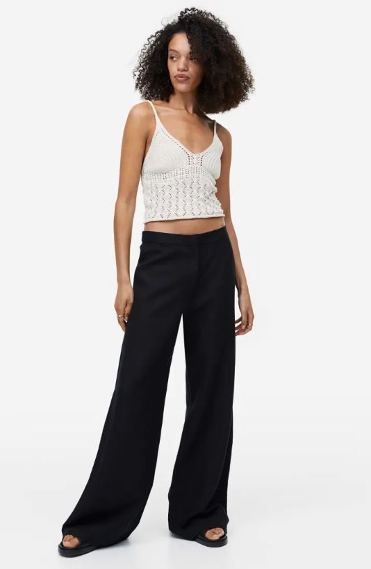 h and m black linen trousers