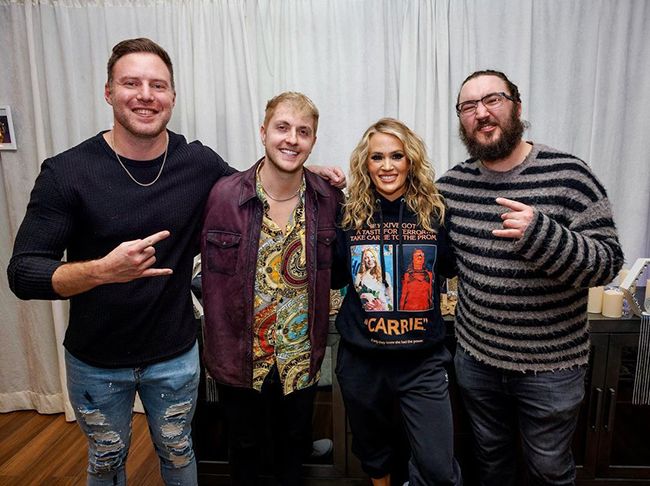 carrie underwood backstage with rock band i prevail