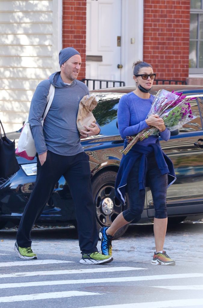 Bridget Moynahan and her husband Andrew Frankel in New York running errands