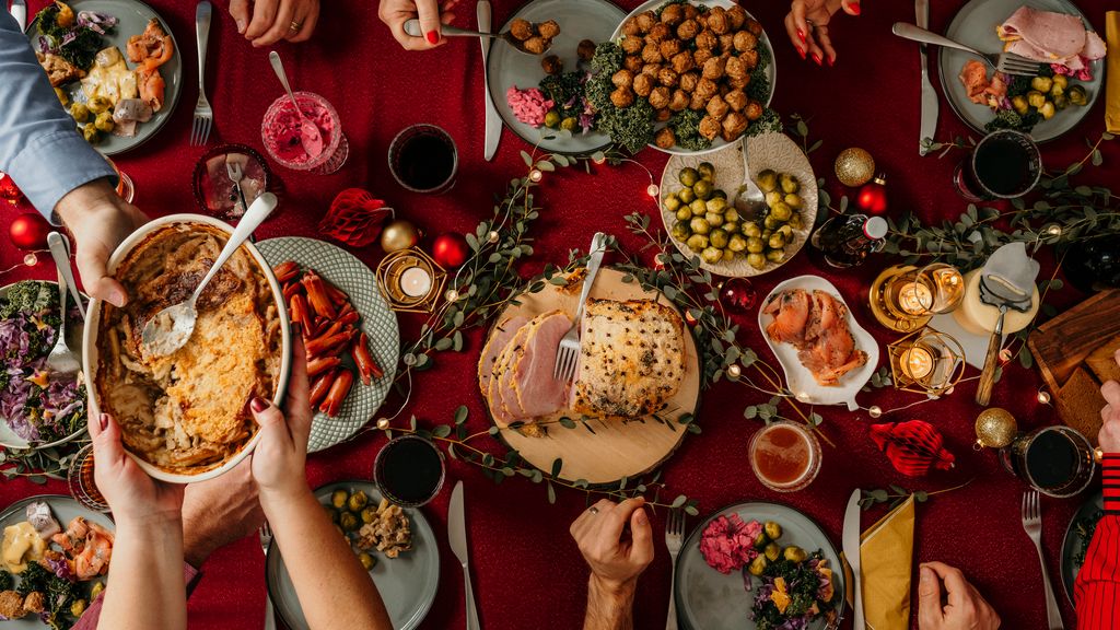 Typical swedish scandinavian christmas buffet food 