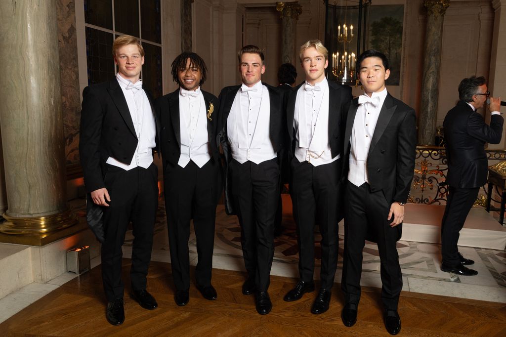 Sebastian Corso, Slater Vance, Gabriel Gledhill, Antonius Meijer, James Bae in white tie