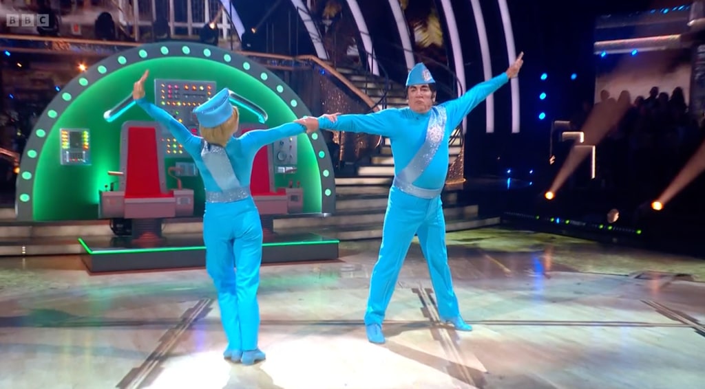 The couple performed a Thunder Birds-inspired routine