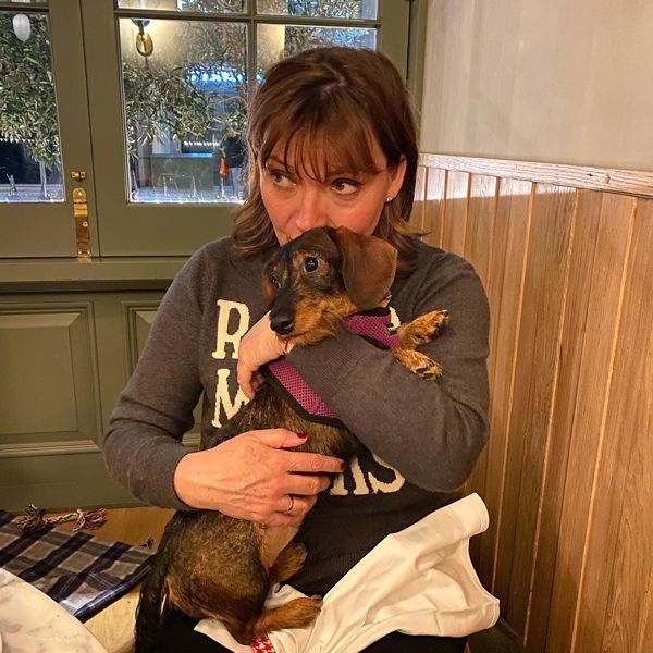 lorraine kelly with ruby the sausage dog