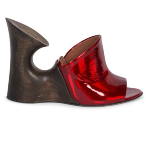 Alaia Cutout Wedge Slide Sandal In Reflex Rouge