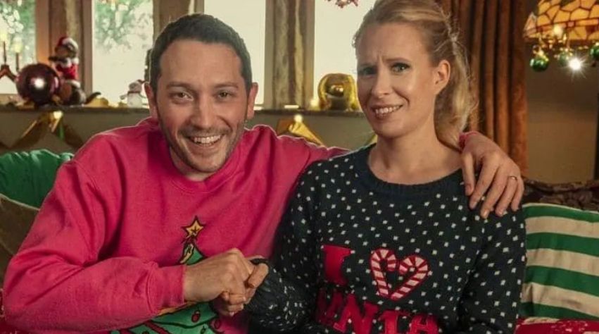 Jon Richardson and Lucy Beaumont in Christmas jumpers