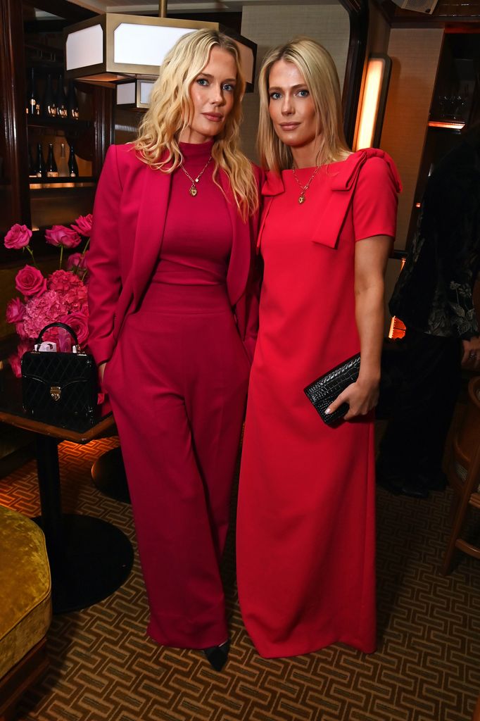 Lady Eliza Spencer in pink suit beside amelia spencer in pink dress