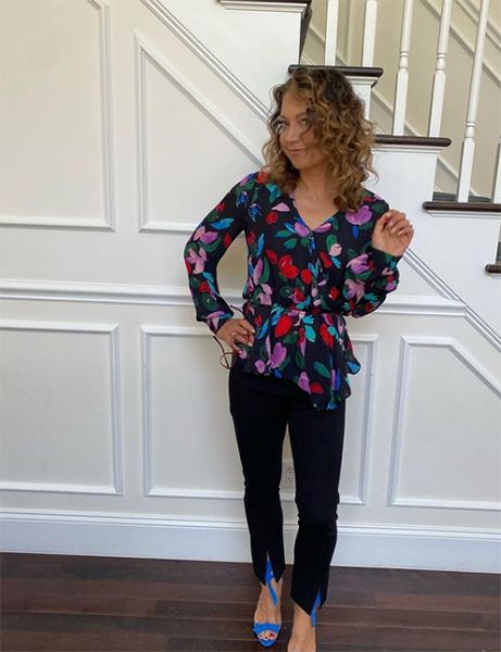 Ginger Zee in floral top and jeans