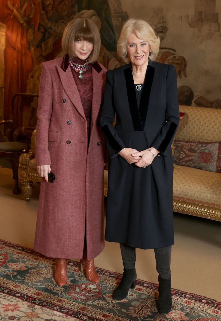 La reine Camilla avec Dame Anna Wintour au Palais St James le 19 février 2026 à Londres, Angleterre