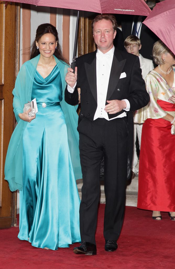 Prince Gustav and Carina Axelsson attend a royal wedding in June 2011 in Bad Berleburg, Germany