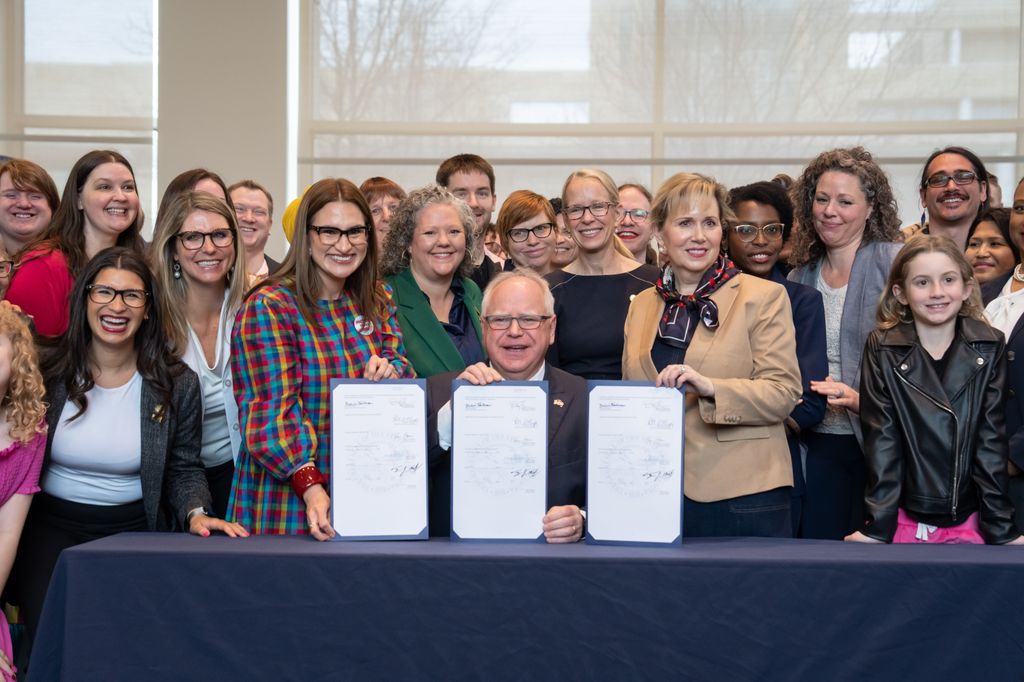 Gov. Tim Walz signed three progressive priorities of the session on Wednesday: a ban on conversion therapy for minors and vulnerable adults and two bills that would make Minnesota a refuge for people traveling here for abortion and gender affirming care. Thursday, April 27, 2023  St. Paul, Minnv