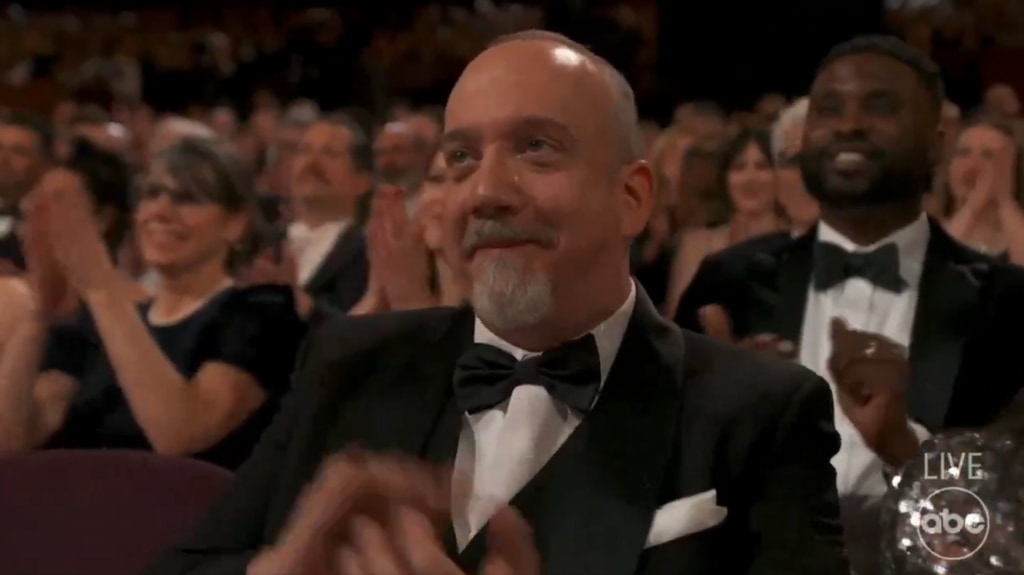 Paul Giamatti crying in the Oscars audience 