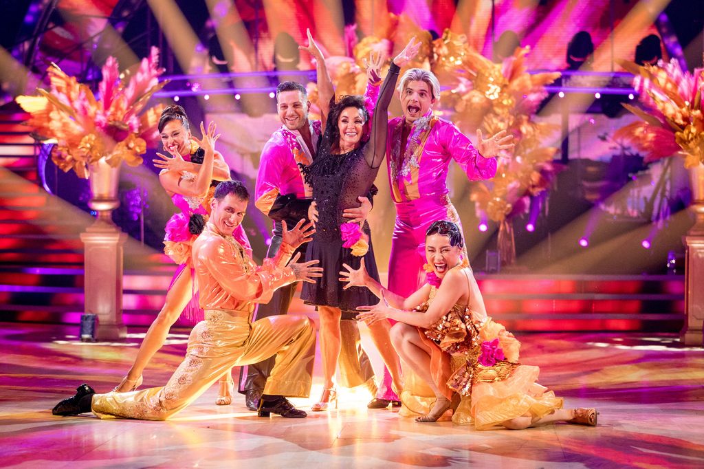 Shirley Ballas surrounded by Katya Jones, Gorka Marquez, Vito Coppola, Nikita Kuzmin and Nancy Xu