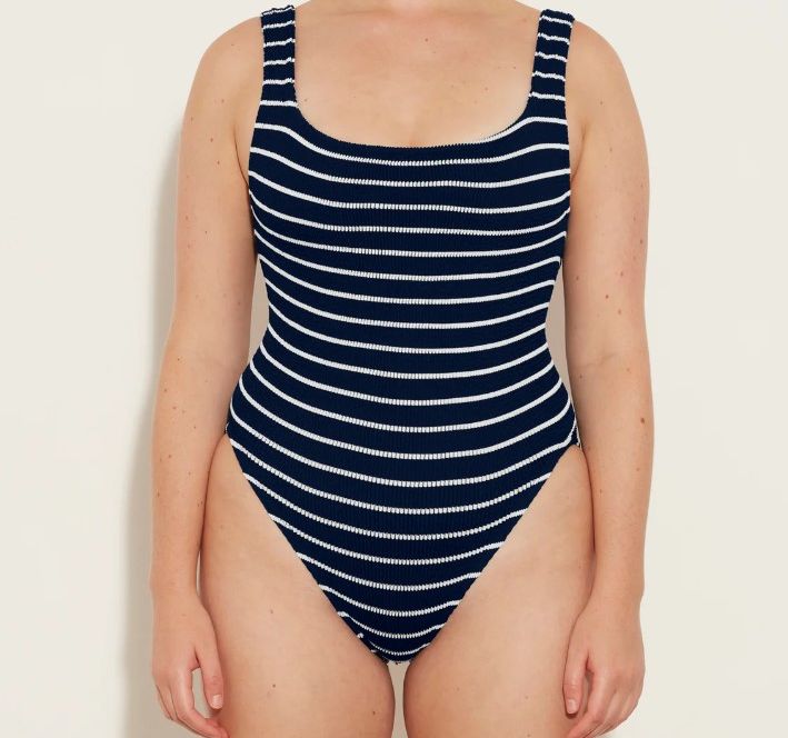 Hunza G - Square Neck Striped Swimsuit