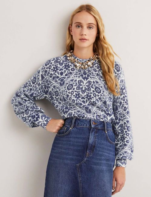 navy heart print floral sweater from boden