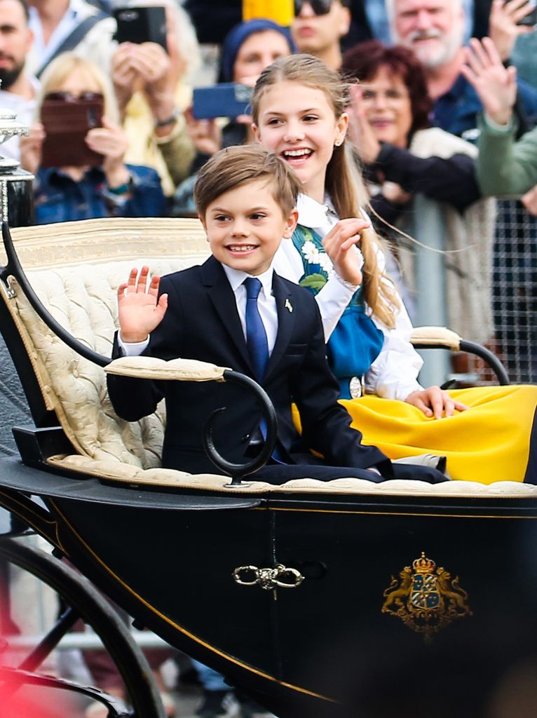 Prince Oscar and Princess Estelle of Sweden in a carriage