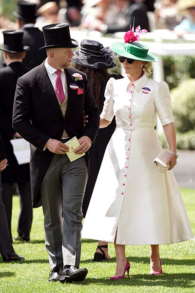 Mike Tindall and Zara Tindall walk hand-in-hand on day three of Royal Ascot 2022