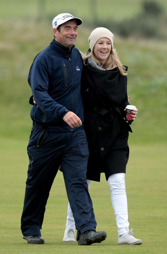 Singer  Huey Lewis with his daughter Kelly Lewis during the third round of The Alfred Dunhill Links Championship at the Carnoustie Golf Links on October 9, 2010 in Carnoustie, Scotland