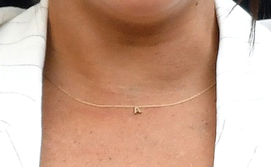 Meghan's 'A' necklace close up