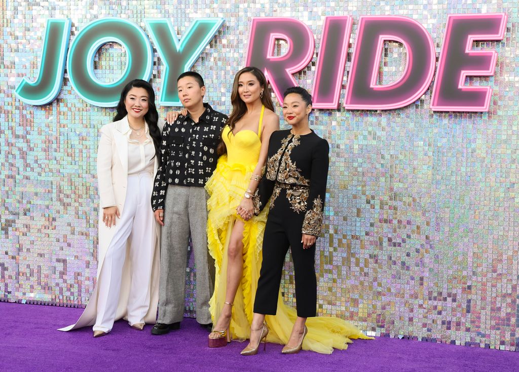 LOS ANGELES, CALIFORNIA - JUNE 26: (L-R) Sherry Cola, Sabrina Wu, Ashley Park, and Stephanie Hsu attend the Los Angeles premiere of Lionsgate's "Joy Ride" at Westwood Regency Village Theater on June 26, 2023 in Los Angeles, California. (Photo by Rodin Eckenroth/FilmMagic)