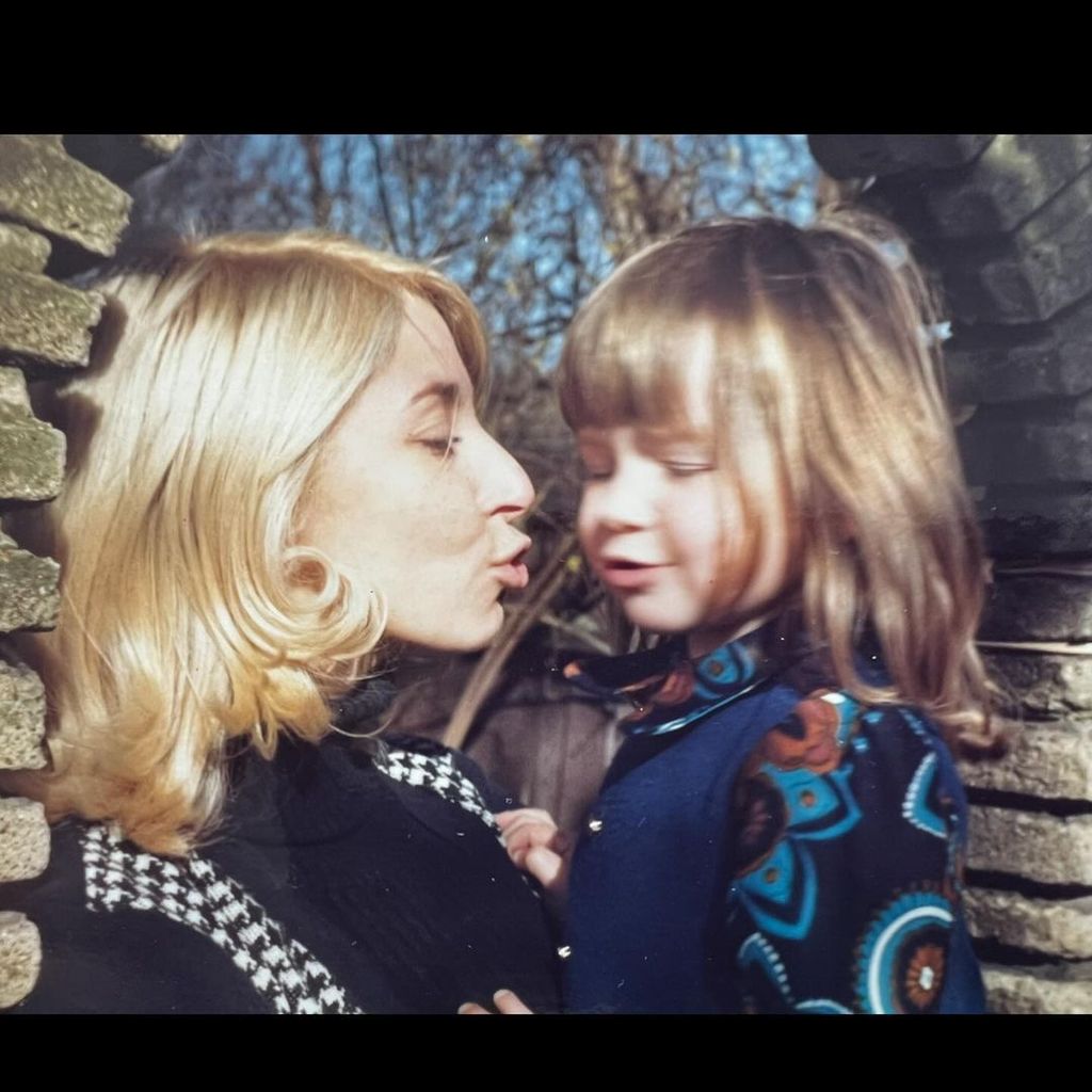 Zoe Ball as a child kissing her mother Julia