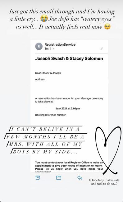 stacey solomon wedding confirmation z