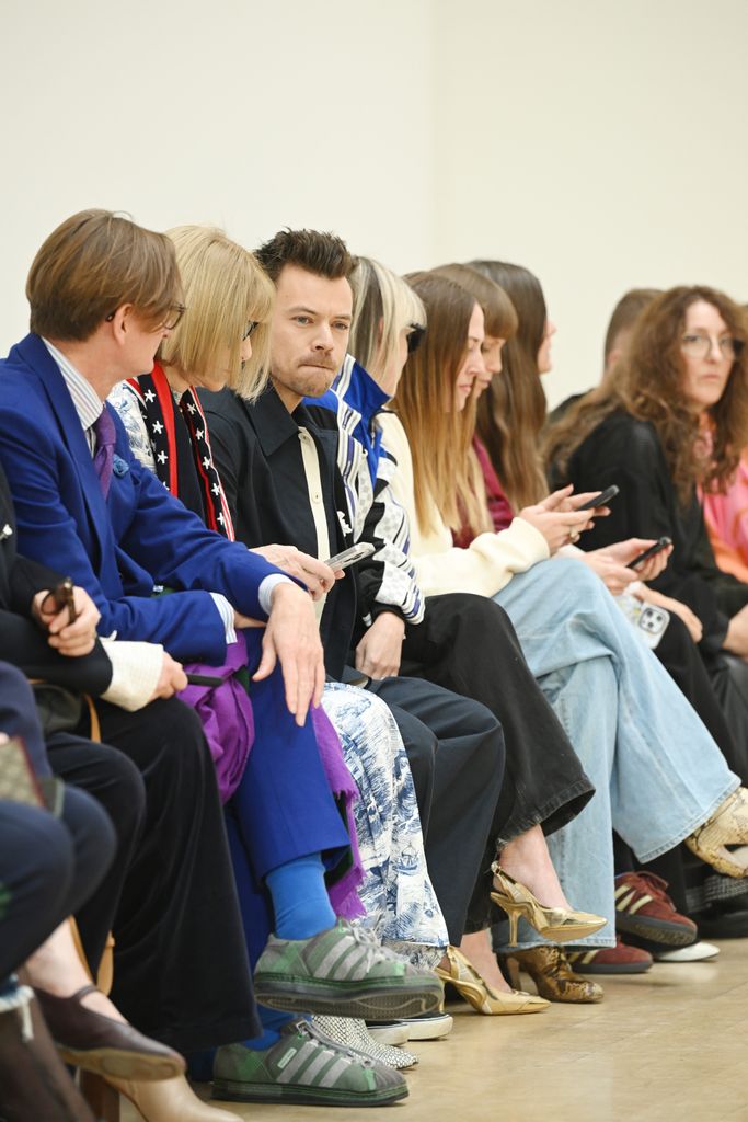 Hamish Bowles, Anna Wintour and Harry Styles attended the S.S. Daley show during London Fashion Week 