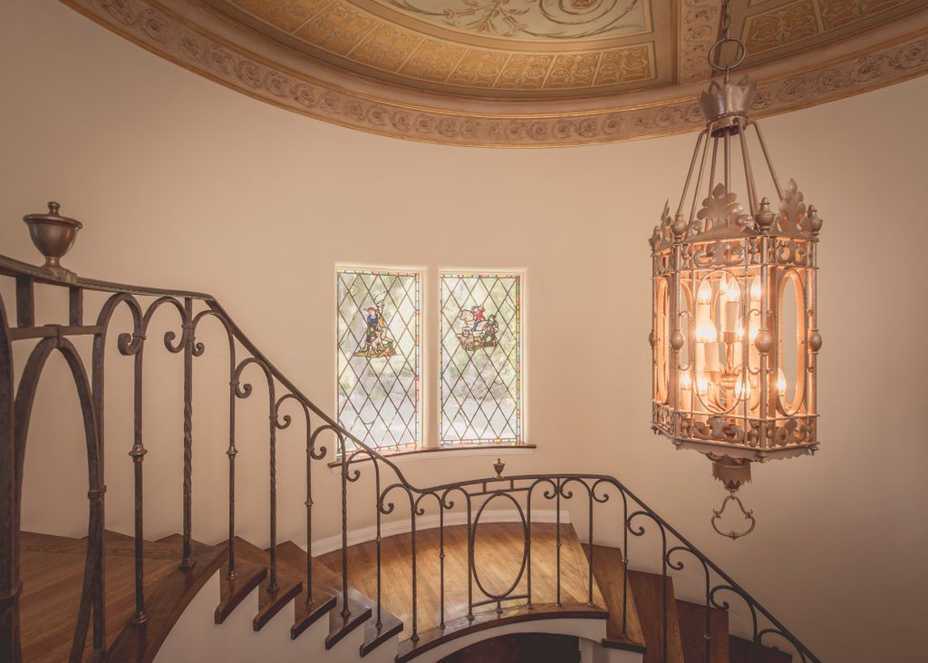 Photo of the staircase of Walt Disney's former home in Los Feliz, Los Angeles, where he lived from 1932 to 1950.