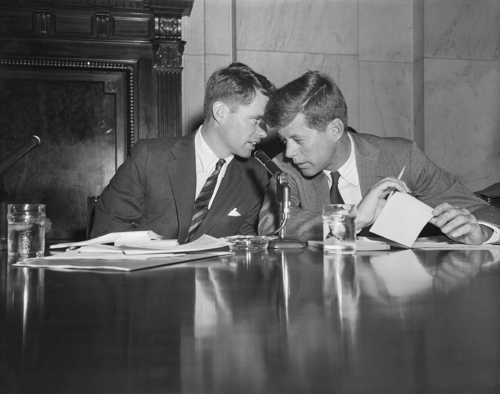 Robert F. Kennedy (left) and John F. Kennedy (D-Massachusetts) in the late 1950s 