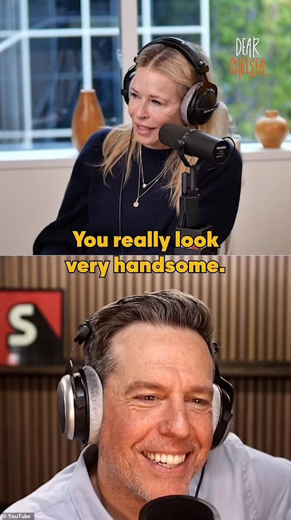 chelsea handler on podcast interviewing ed helms