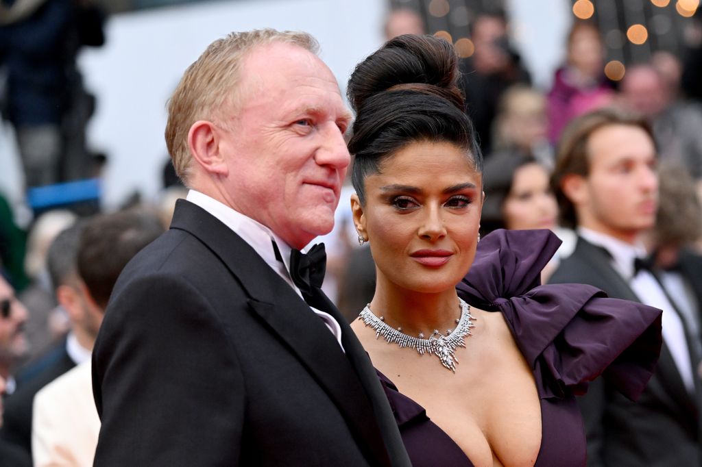 François-Henri Pinault and Salma Hayek attend the "Killers Of The Flower Moon" red carpet during the 76th annual Cannes film festival at Palais des Festivals on May 20, 2023 in Cannes, France