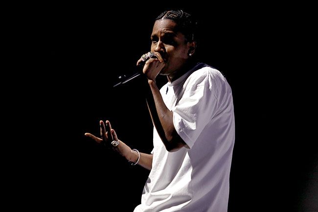 A$AP Rocky performing with a mic in hand