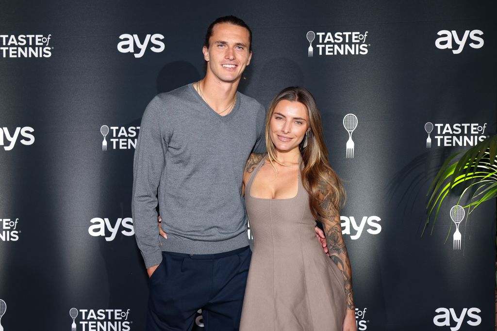 INDIAN WELLS, CALIFORNIA - MARCH 03: (L-R) Alexander Zverev and Sophia Thomalla attend Taste of Tennis Indian Wells 2025 at Grand Hyatt Indian Wells Resort & Villas on March 03, 2025 in Indian Wells, California. (Photo by Anna Webber/Getty Images for Taste of Tennis)