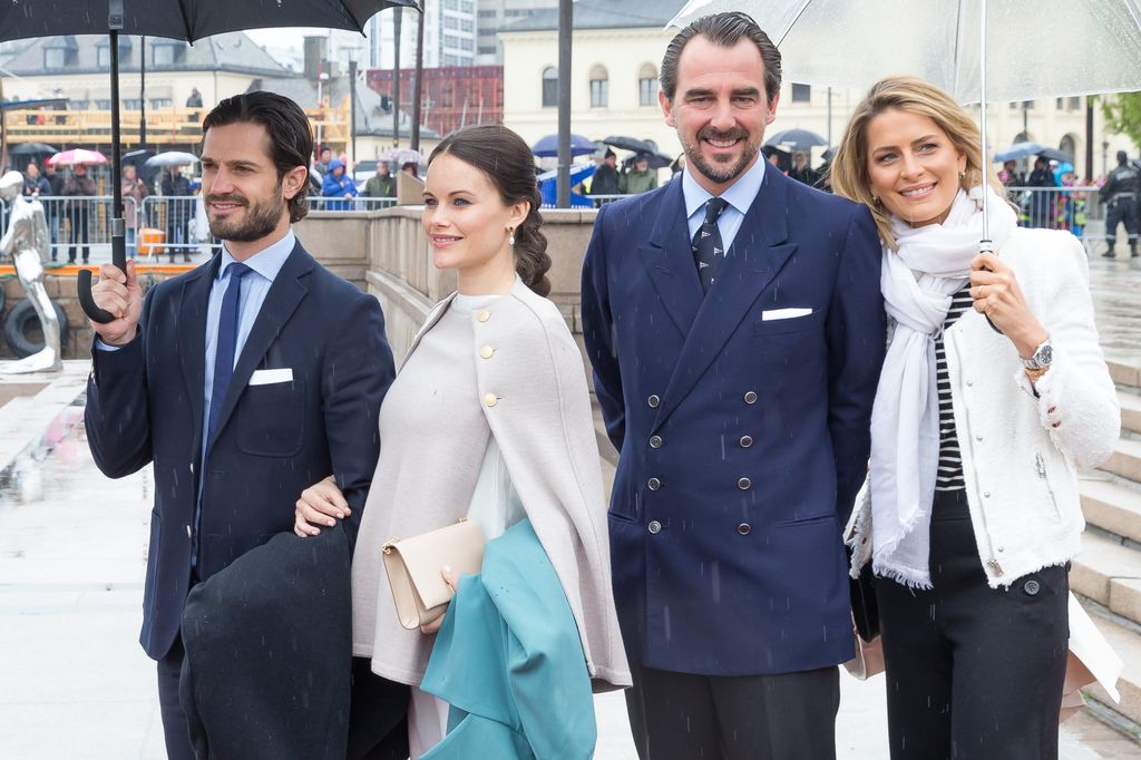 Carl Philip of Sweden, Princess Sofia of Sweden, Prince Nikolaos  of Greece and Princess Tatiana Greece  attend  a lunch on the Norwegian Royal yatch "Norge" to celebrate the 80th birthdays of King Harald of Norway and Queen Sonja of Norway on May 10 2017