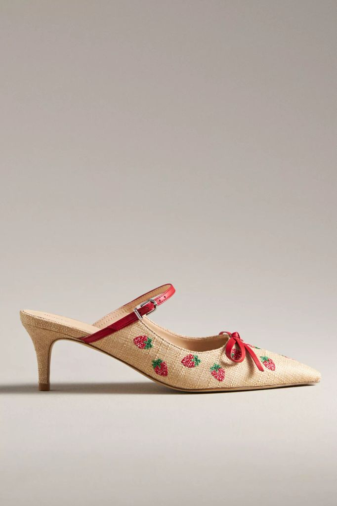 Maeve Bow Kitten-Heel Mules