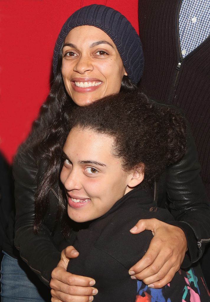 NEW YORK, NY - JANUARY 05:  Rosario Dawson and daughter Lola Dawson pose backstage at the hit Tony Winning Musical "Dear Evan Hansen" on Broadway at The Music Box Theatre on January 5, 2019 in New York City.  (Photo by Bruce Glikas/Bruce Glikas/WireImage)